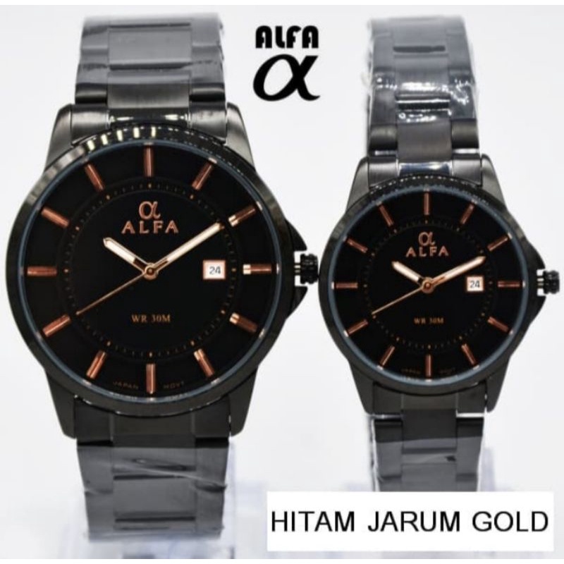 JAM TANGAN ALFA 88132 ORIGINAL COUPLE FITUR TANGGAL AOTOMATIS