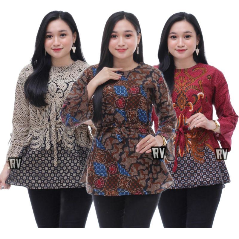 BAJU BATIK WANITA MODERN MONALISA GENES M,L,XL asli PEKALONGAN