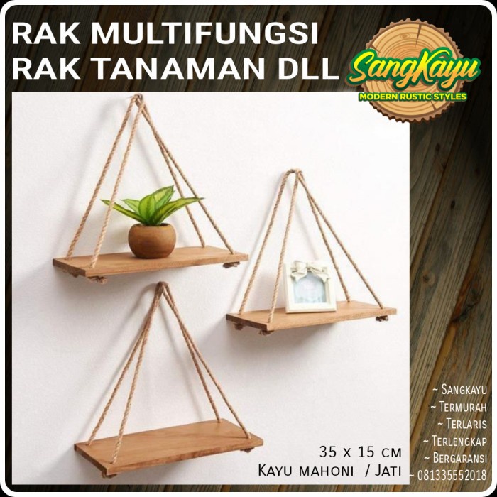 Rak tanaman kayu jati mahoni rak kayu serbaguna rak gantung kayu - Kayu Mahoni