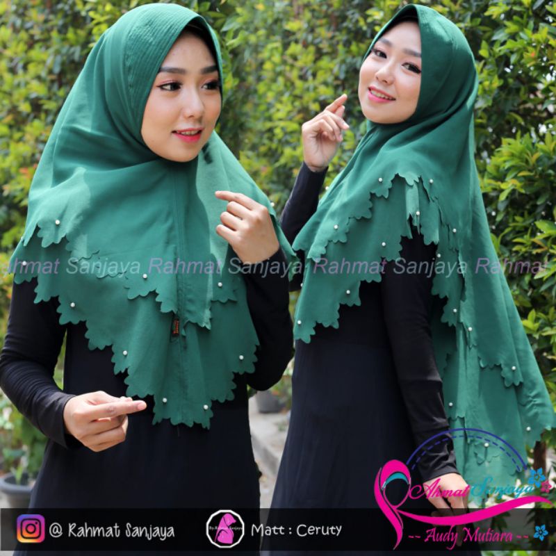 TERBARU Khimar Hijab 2Layer Laser Cut Mutiara //Ori Rahmat Sanjaya