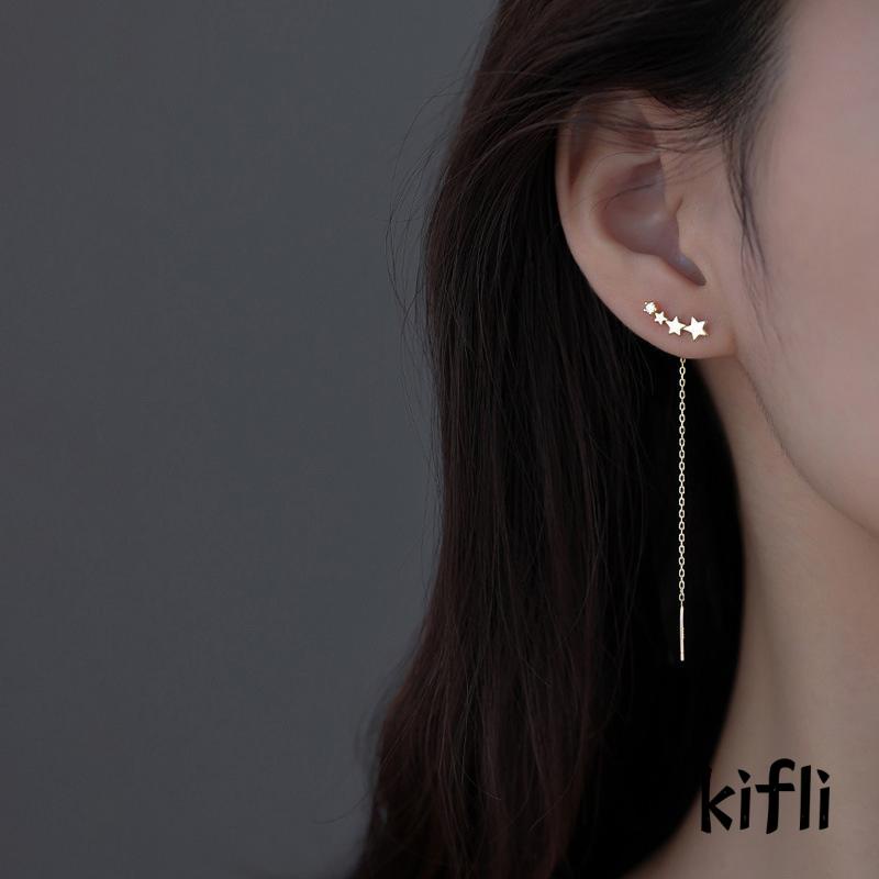 Anting Gantung Panjang Model Rantai Rumbai + Bintang Untuk Wanita (KD)