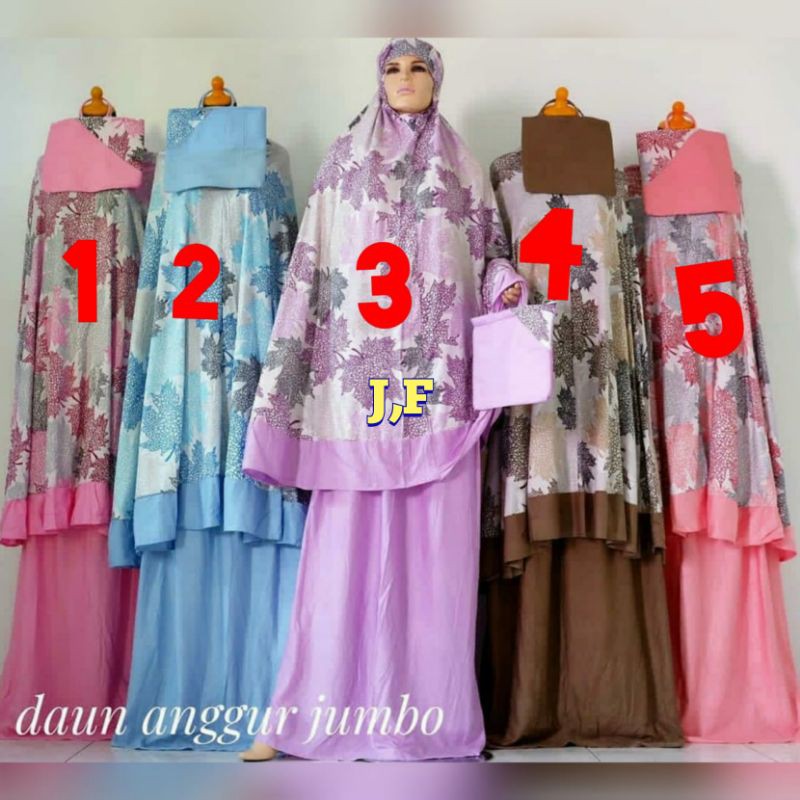 Mukena Bali Rayon Jumbo Daun Anggur