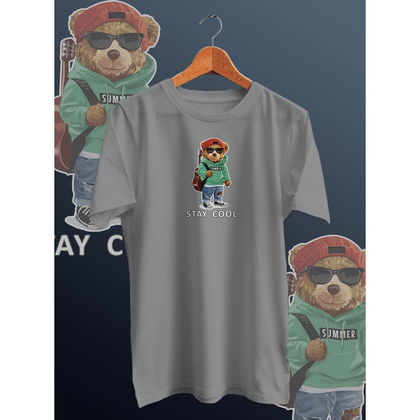 BAJU KAOS DISTRO BEAR COOL/ BAJU DISTRO KEKINIAN /KAOS PRIA/KAOS DISTRO/KAOS MURAH PRIA/UNISEX/COTTON COMBED 30s