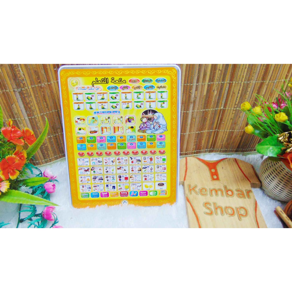 kembarshop Kado Ulang Tahun Playpad Tablet Mainan Edukasi Anak Muslim BARU 4 bahasa (Arab, Indonesia