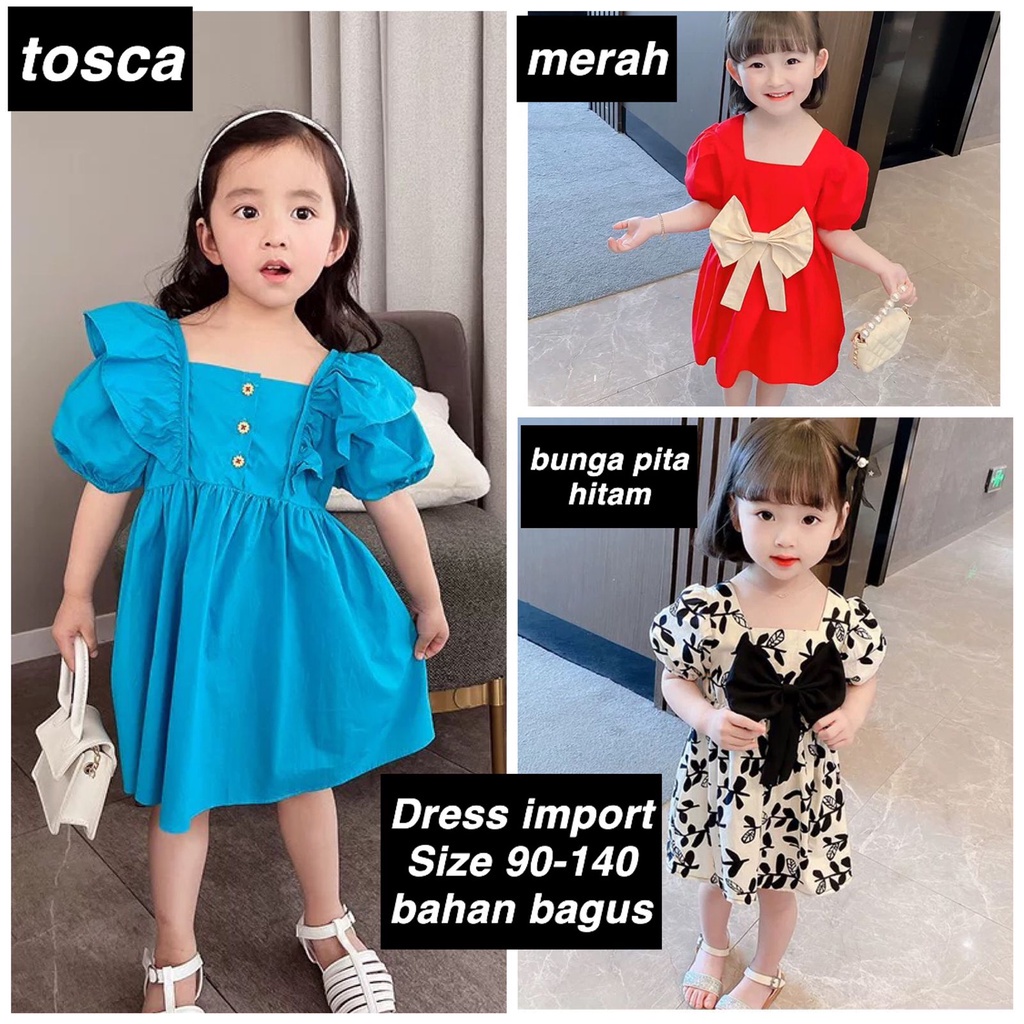 (LOLI-JKT) BD-141 DRESS ANAK 3 WARNA SIZE 90-140 BAHAN BAGUS