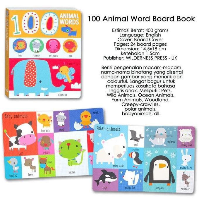 100 ABC 123 Shapes Colours, 100 Animals, 100 First Words Board Books BI820