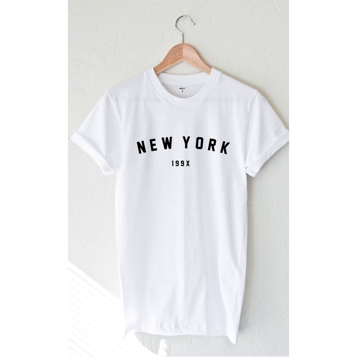 Kaos Ootd Cewek Jumbo NEW YORK Oversize 2XL 3XL 4XL 5XL 6XL Baju Atasan Putih Cotton Combed 30s Tshi
