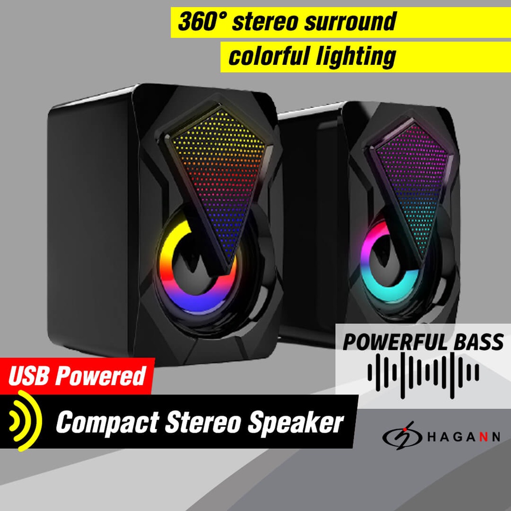 Speaker USB Mini Aktif Portable RGB Untuk Komputer PC Laptop Spiker Kecil Dengan Lampu LED SPE-A11