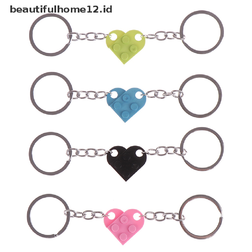 【beautifulhome12.id】 2Pcs Cute Love Heart Brick Keychain For Couples Friendship Birthday Jewelry Gift .