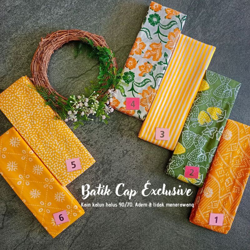 Kain Batik Cap Handmade Kuning hijau Kain Batik Kuning Hijau Batik Kuning Bahan Batik Katun Halus Ka