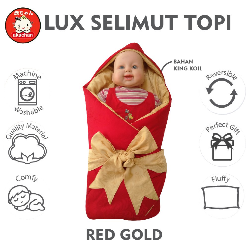 RED GOLD LUX Selimut topi pita Akachan baby blanket tencel sutra bayi cocok untuk kado