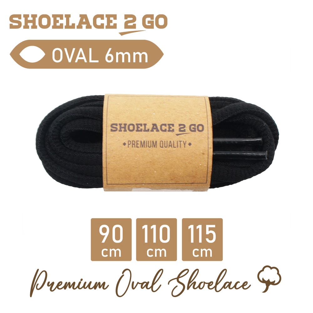 SHOELACE 2 GO PREMIUM TALI SEPATU LONJONG OVAL B1 - BLACK