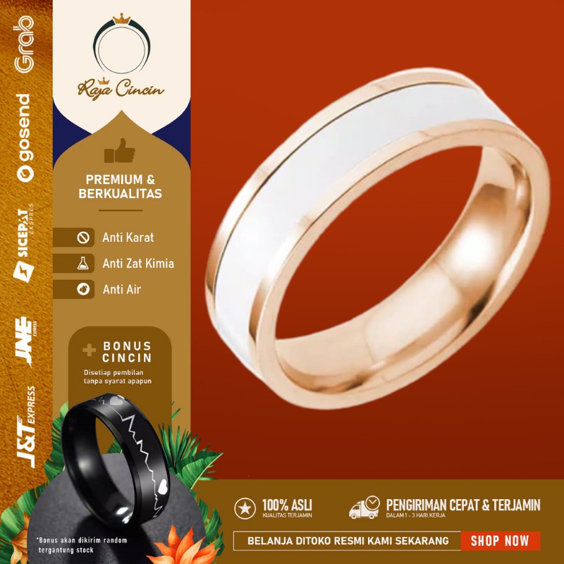 Cincin Titanium Perak Emas Pria Wanita Xuping Hitam Palladium Silver Kasual Asli BTS SET