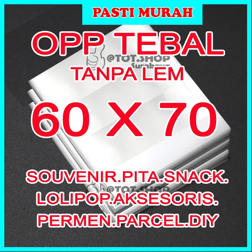 

1 KG [1-pak]TEBAL OPP 60 X 70 PLASTIK KEMASAN TEBAL BENING TANPA LEM OPP 60 X 70 TEBAL