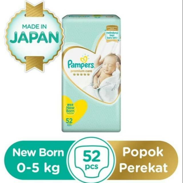 Pampers Popok TAPE Premium Care NB 52 - Newborn