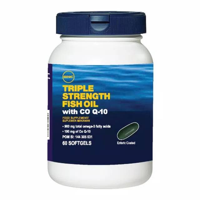 GNC-TRIPLE STRENGTH FISH OIL WITH CO Q-10 (60 CAPSULES)