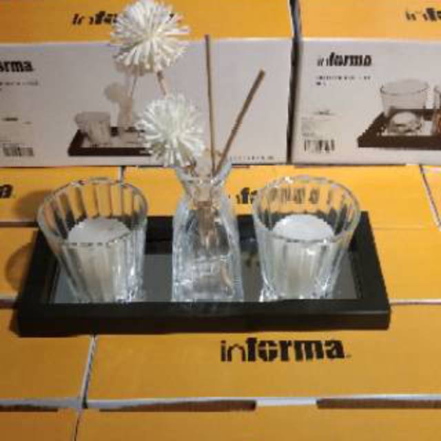 NZK_LALA DECO PLATE SET/TEMPAT LILIN AROMATERAPI/HIASAN MEJA INFORMA