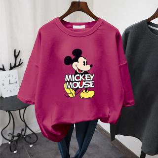  Kaos  T shirt Wanita  Lengan Pendek Motif Print Mickey Mouse 