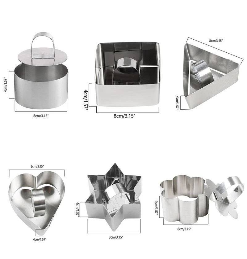 Hot Sale/Ready stock Cetakan Kue Bulat Stainless Steel/Square Dessert Mousse Cake Ring Mold/DIY Bakeware Cetakan Kue Cupcake Mold Alat Mendekor Kue