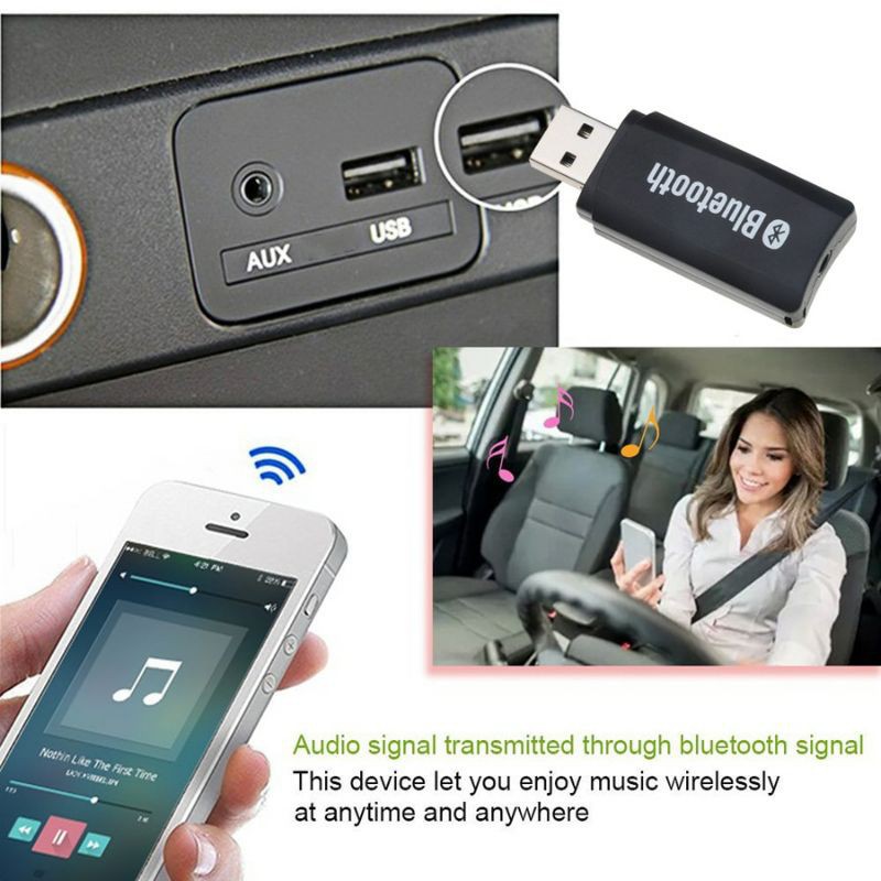 Kebidu Wireless Bluetooth 5.0 USB Receiver Adapter Dongle Car Speaker ZF169 Black Grab Medan