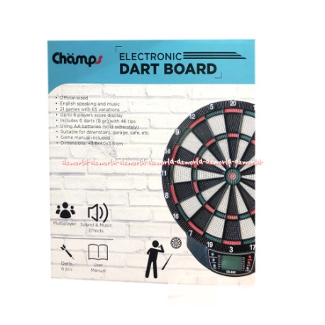 Champs Electronic Dart Board Papan Mainan Panah 6 Dart Digital Elektric Champ Mainan Panahan Score Skore Digital Camps Pakai Baterai Dan Suara Musik Dard Boart