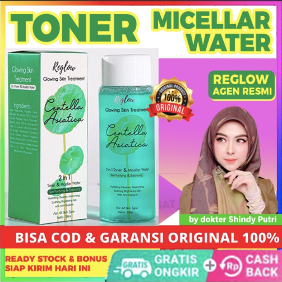 TONER MICELLAR WATER REGLOW 2 in 1 RE GLOW KULIT BERMINYAK WHITENING PENGHILANG BEKAS JERAWAT BPOM