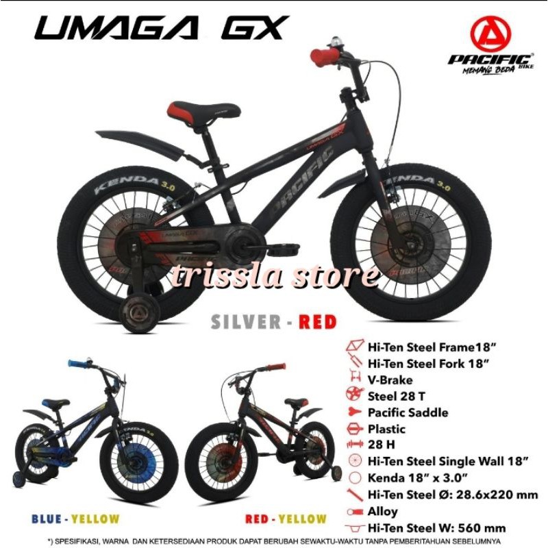 Sepeda Anak 18" BMX PACIFIC UMAGA GX Ban Jumbo 3.0 (7-10 th).