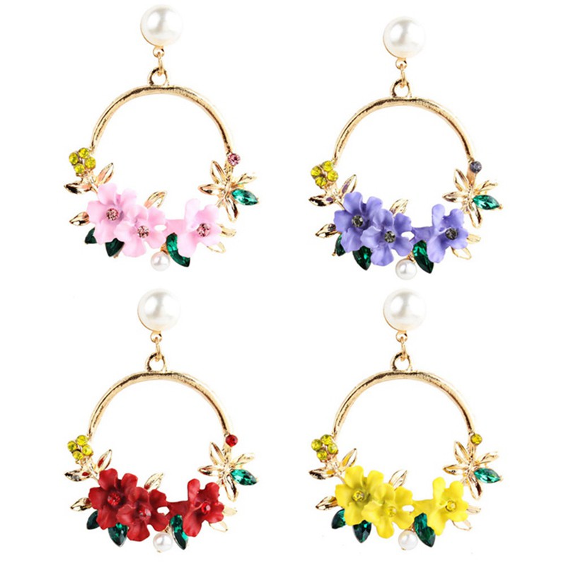 Anting Panjang Bunga Jewllery Mutiara Anting Korea Fashion Earrings