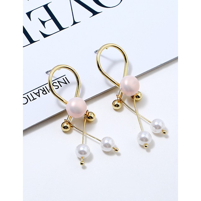 LRC Anting Tusuk Fashion Gold Resin Flower Earrings F33173