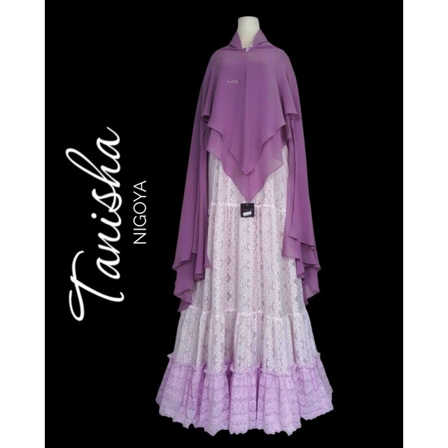 Nigoya Syar'i - Gamis Syari Set Khimar Tanisha Full Brokat Premium Haji Umroh