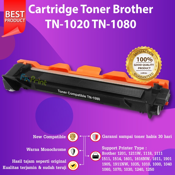 Cartridge Toner Compatible TN1000 TN-1000 Printer Brother HL-1110 HL-1210W DCP-1510 1610W MFC-1810