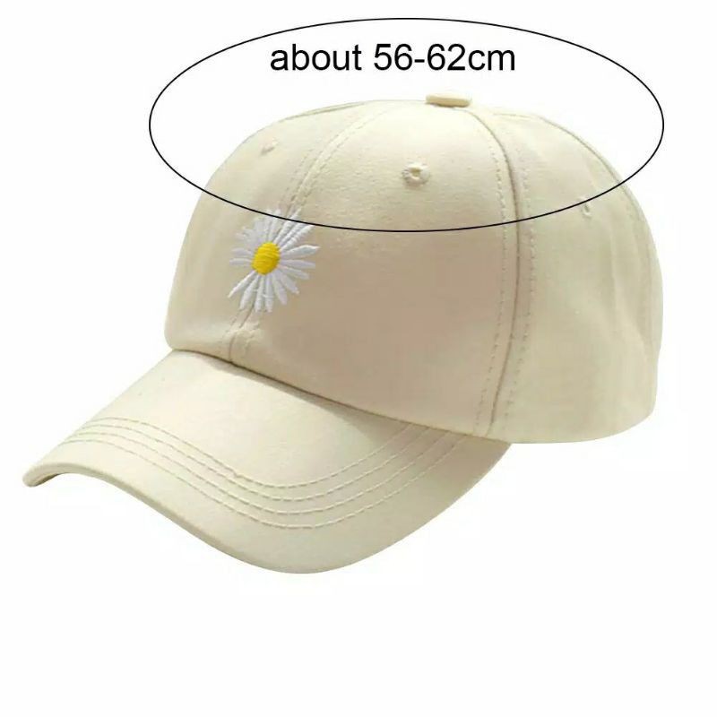 Topi Baseball Motif Bunga Daisy Kecil Gaya Hip Hop Untuk Wanita / Topi-2