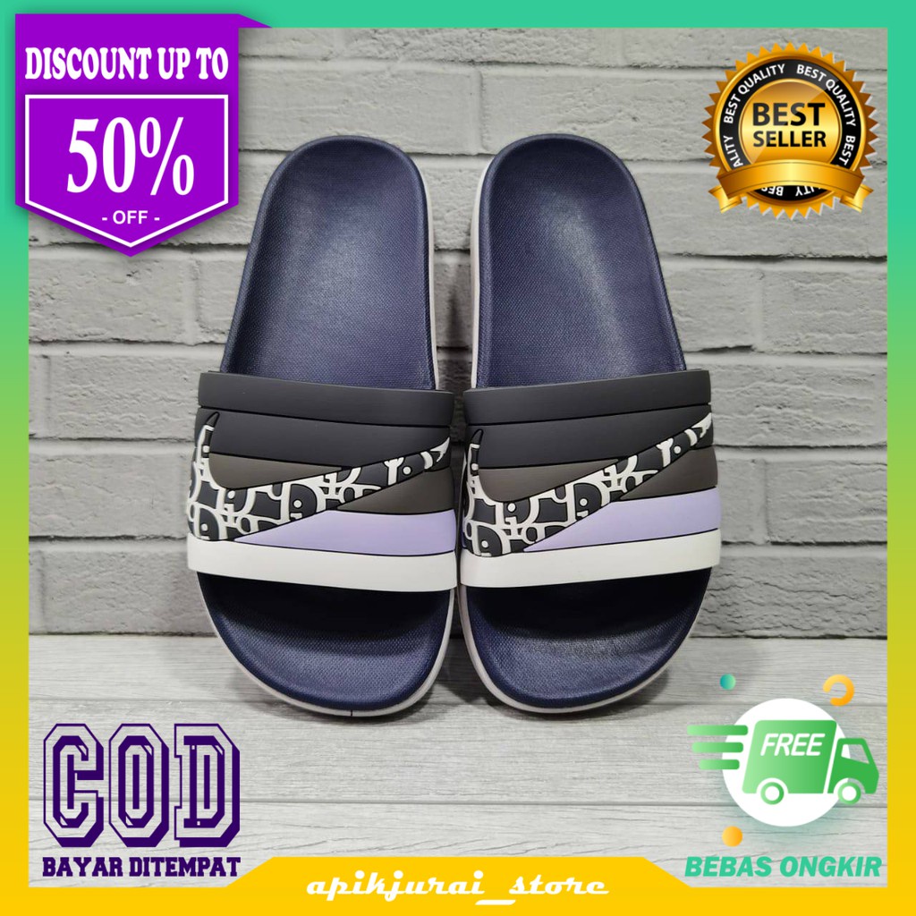 SENDAL WANITA SLIP ON NIKE NAVY PUTIH TERBARU TERMURAH