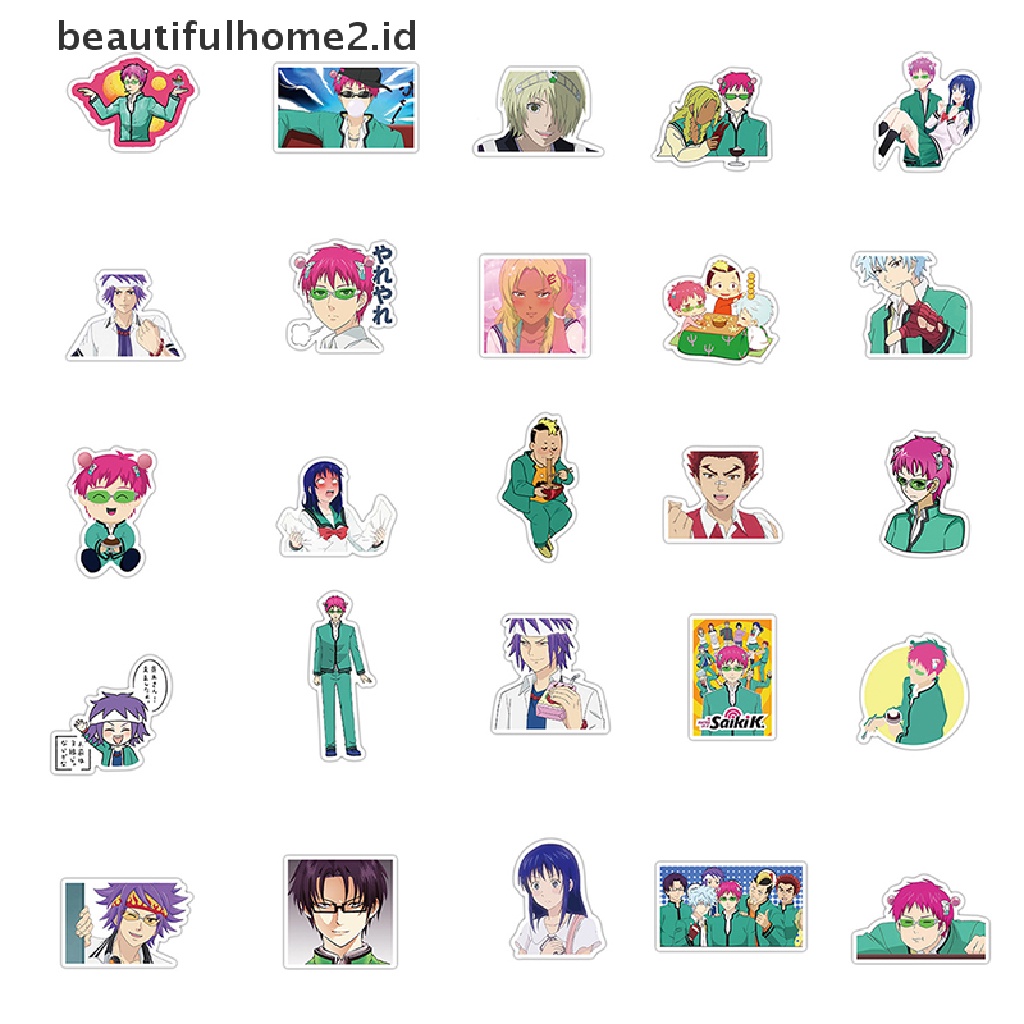 (beautifulhome2.id) 50pcs Stiker Graffiti Saiki Kusuo no sai-nan Untuk Laptop / Skateboard