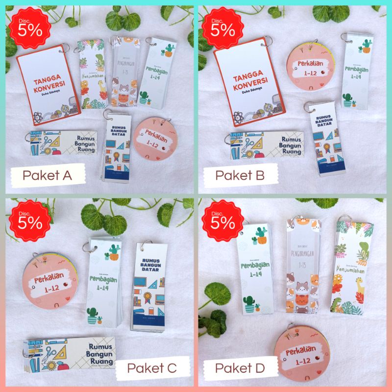 

PAKET DISKON FLASH CARD MATEMATIKA / TABEL MATEMATIKA DISKON