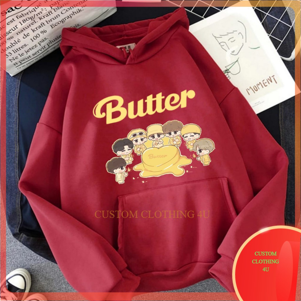 Pullover Hoodie KPop BTS Butter Murah Tebal Sweater Butter M XXL Wanita Dewasa Oversize Jaket Hodie 