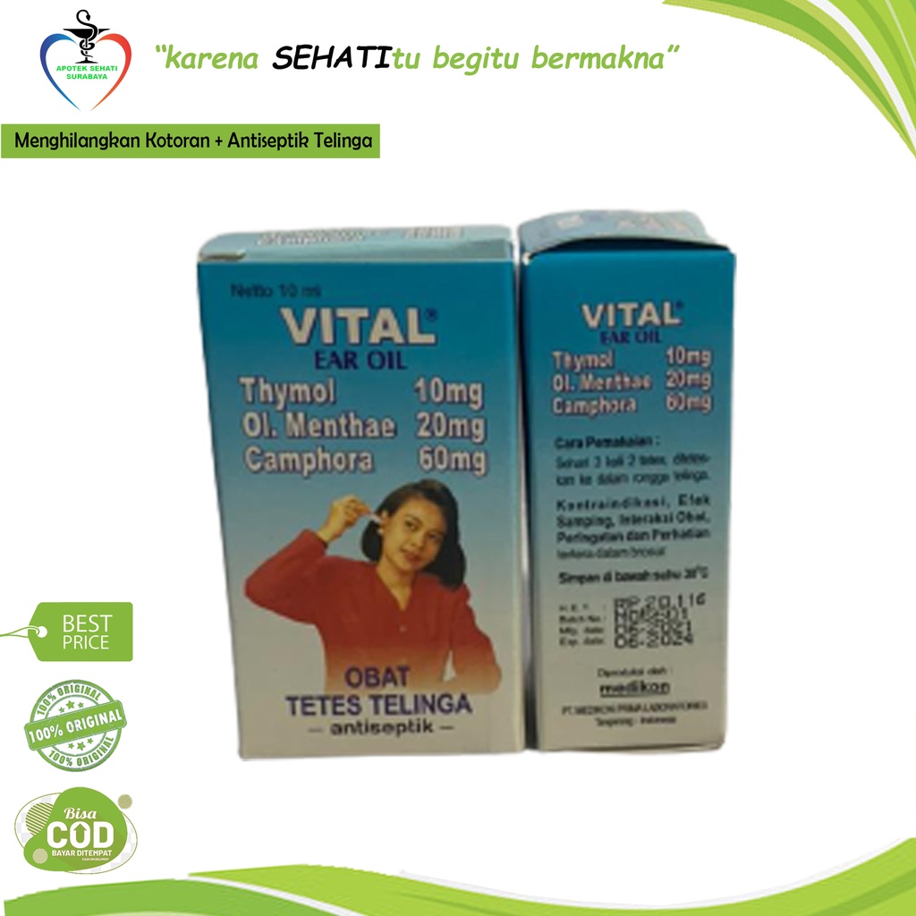 Vital Ear Oil Obat Tetes Telinga 10ml Kotoran Keras