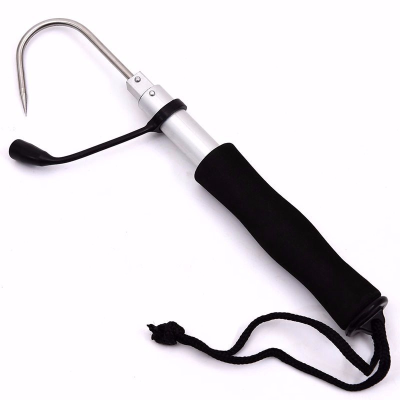 Spear Hook Telescopic Retractable Sea Fishing Gaff Stainless with String Ice Aluminum Alloy Fishing Spear Hook Tackle Tool