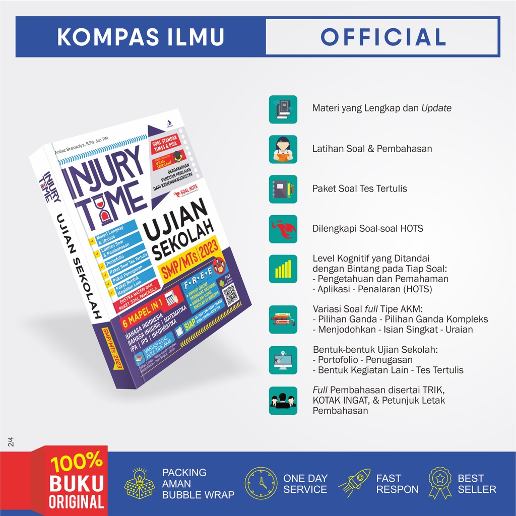 Kompas Ilmu Buku Injury Time US UJIAN SEKOLAH SMP/MTS 2023-1