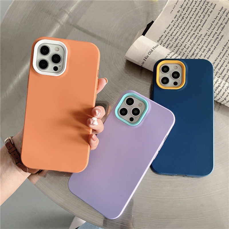 3 In 1 Soft Case Silikon Pelindung Lensa Kamera Warna Permen Untuk Iphone 11 12 13 Pro Max 11 Iphone12 Iphone13