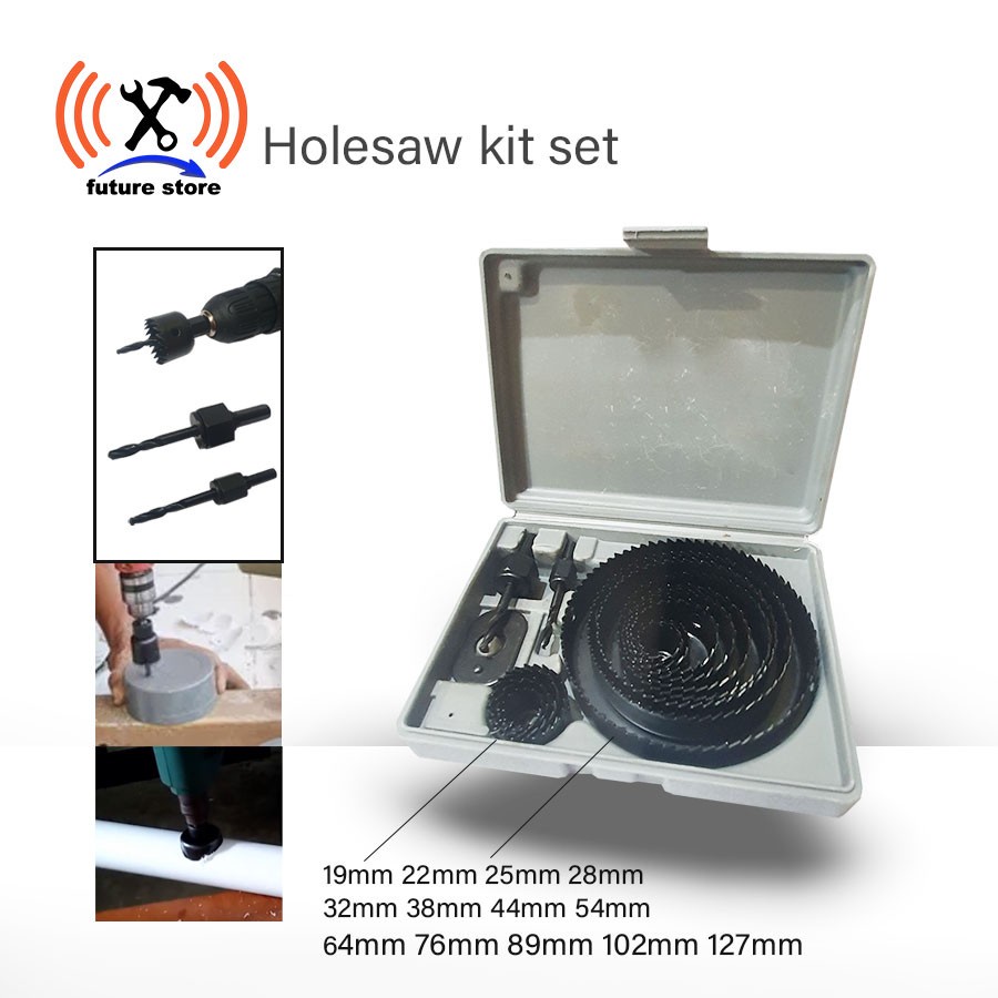Mata Bor Pelubang Kayu 13 in 1 Hole saw kit holesaw kit mata pemotong / Alat bor wood set hole saw