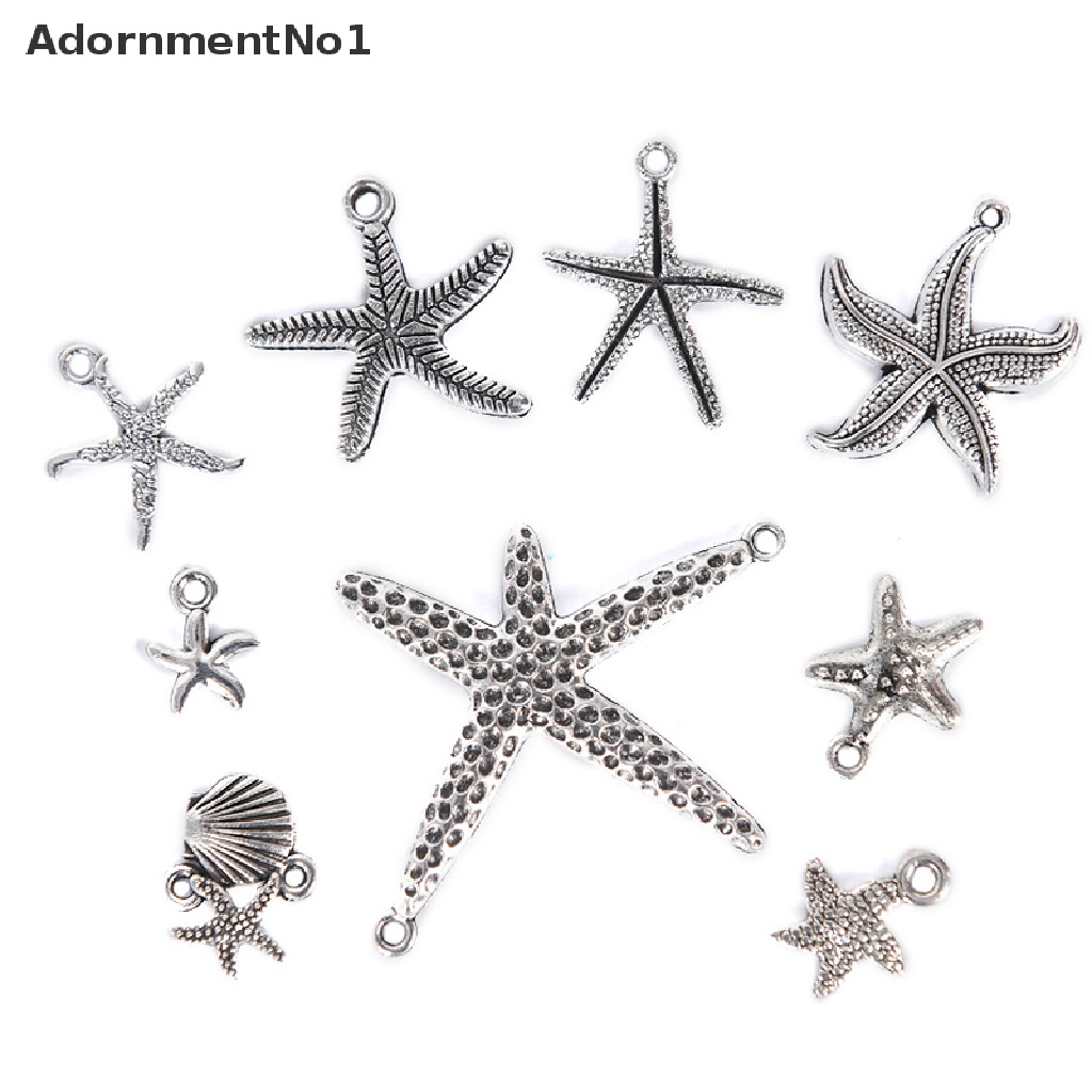 (AdornmentNo1) 17pcs / Set Liontin Silver Tibet Bentuk Bintang Laut / Kerang Untuk DIY Perhiasan Charms