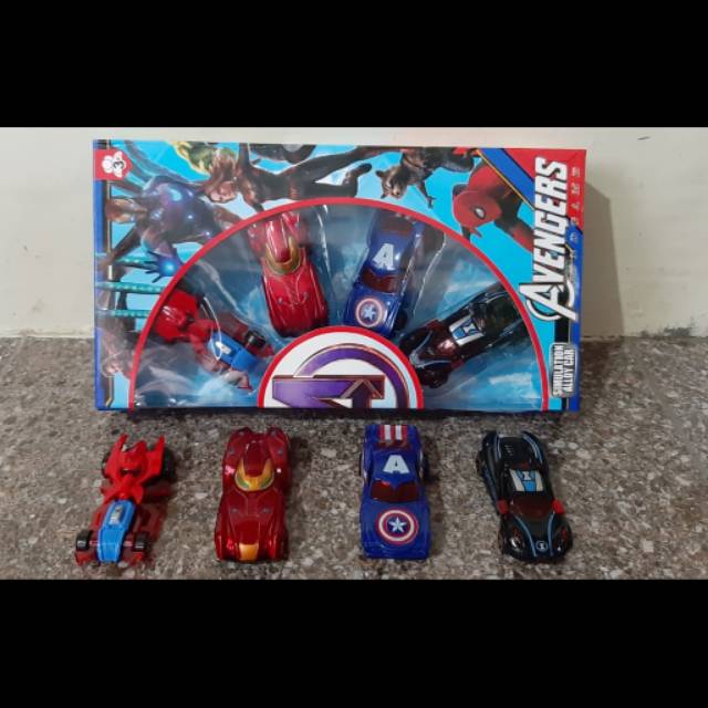 Mainan Mobil Avengers Isi 4 pcs - Simulation Alloy Car Avengers - Diecast Mobil Avengers
