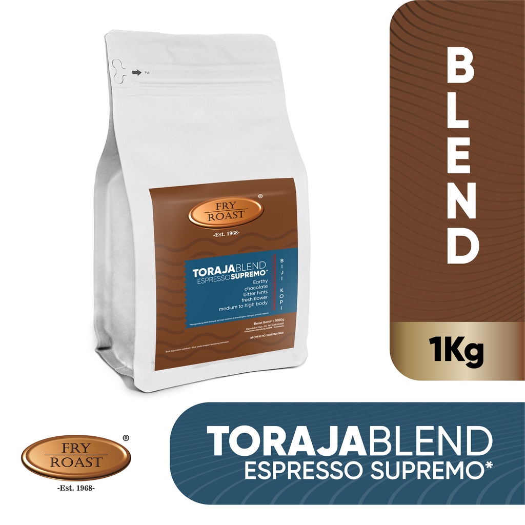 

KOPI TORAJA BLEND ESPRESSO SUPREMO 1 KG BIJI DAN BUBUK