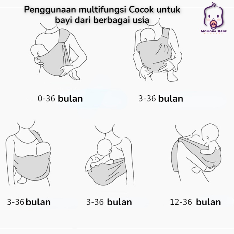 MOMO Geos Gendongan Bayi Samping/ 2in1 Multifungsi Baby Carrier Atau Sebagai Penutup Menyusui/ Kain Gendongan Bayi Kaos