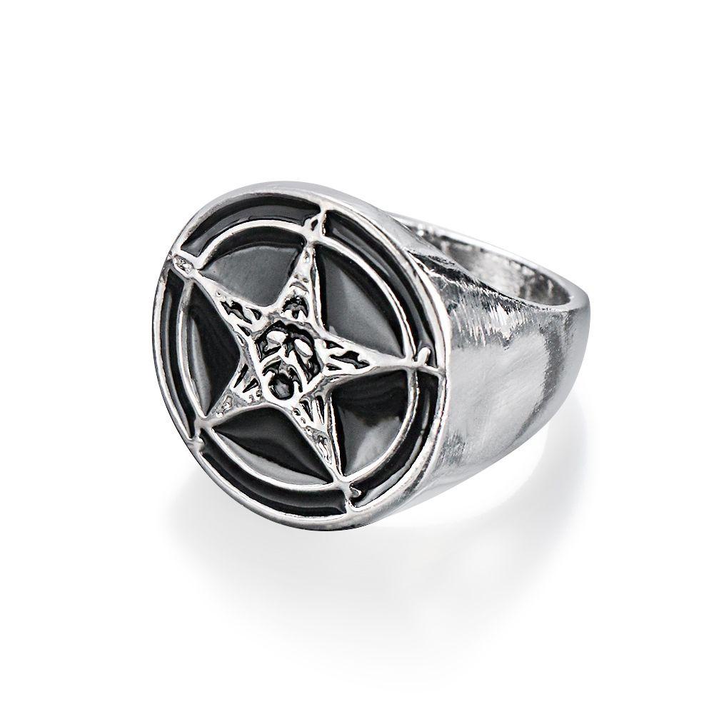 R-flower Punk Rings Cross Fashion Lucifer Biker Gothic Hip Hop Setan