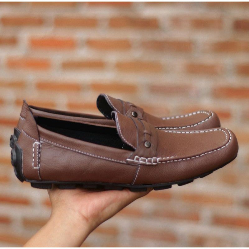 Sepatu Pantofel Pria Slip On Coklat Hitam Bahan Kulit