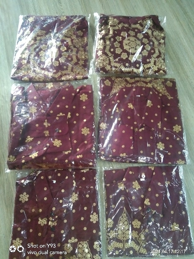 Batik Couple Keluarga Ayah Ibu Dan Anak Sania Ruffle Ori Ndoro Jowi Dnt Motif Matahari Merah