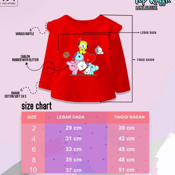 "AW.27Jn22в" (HABISKAN STOK) Baju BTS anak perempuan, kaos anak perempuan, baju bt21, kaos BTS anak 