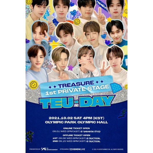 TEUDAY JASA CO TIKET ONLINE KONSER TREASURE 1ST PRIVATE STAGE <TEU-DAY> + MEMBERSHIP TEUME WEVERSE